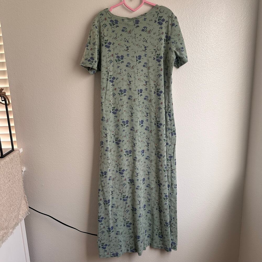 VTG CMI Floral Green Maxi Prairie Cottagecore Short Sleeve Dress SZ XL - Picture 2 of 6
